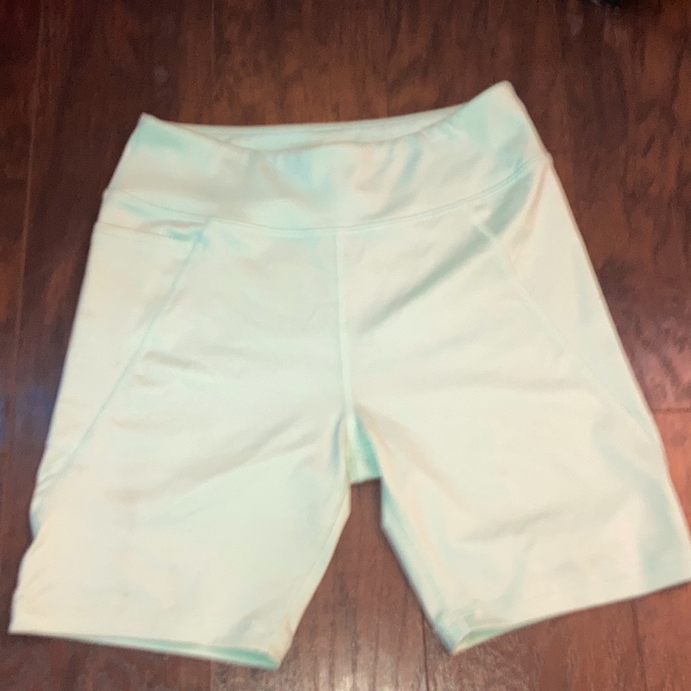 mint green biker shorts road stain on side two gear large in girls